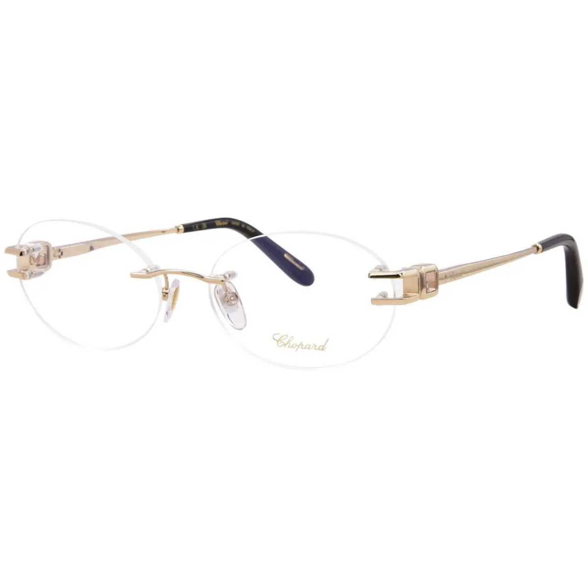 Chopard VCHM46S 0300S1 Titanium Eyeglasses Women`s Gold/black Rimless 56mm
