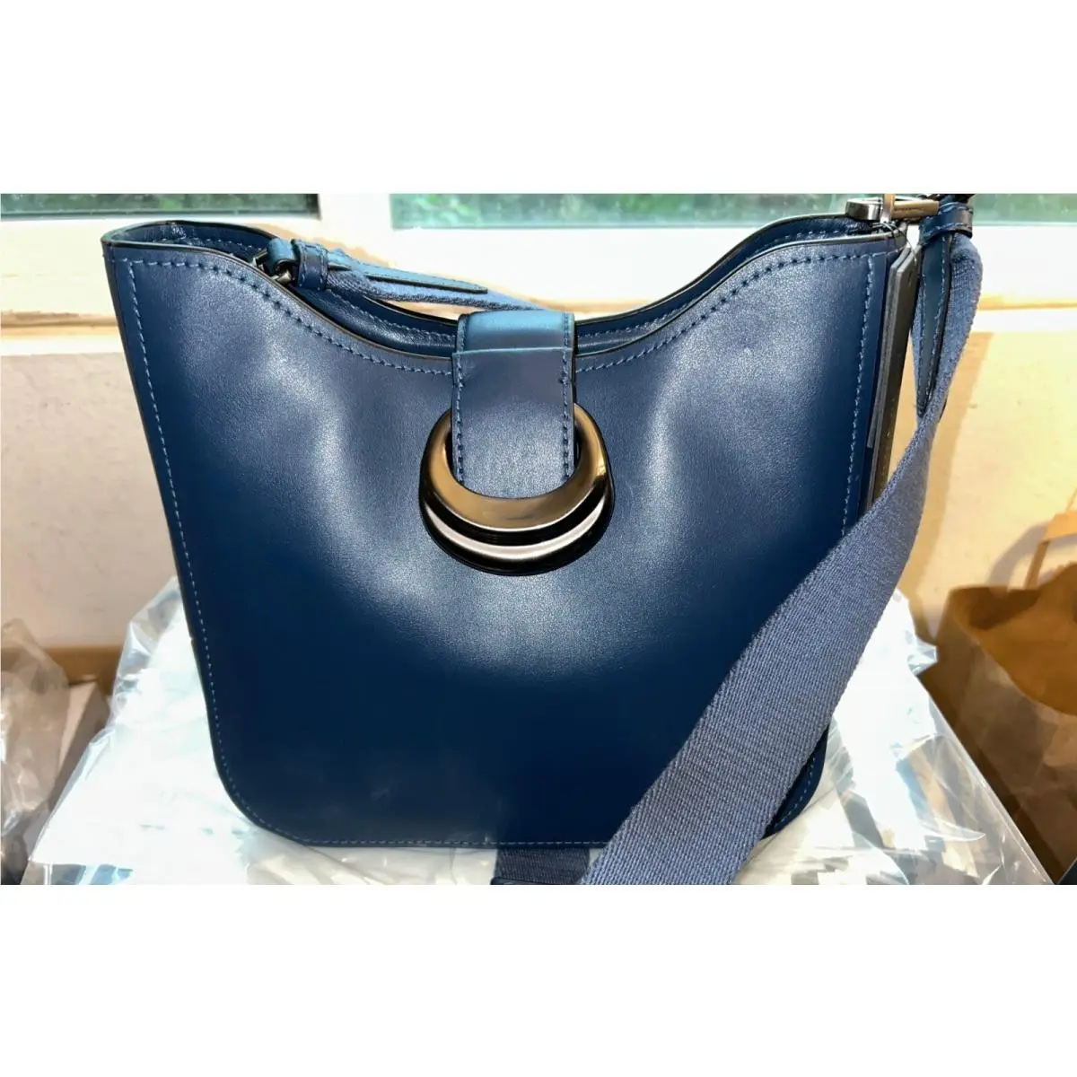 Dkny Donna Karan New York Valley Stream Buckle Crossbody Bag Ocean Gun Donna Karan York Valley Stream Buckle Crossbody Bag Ocean Gunmetal by DKNY