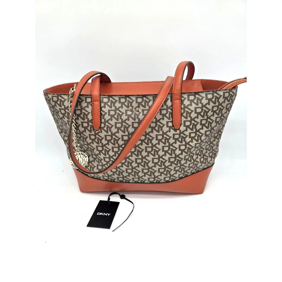 Dkny Bryant Medium Tote Orange Monogram Gold Color-block Shoulder Bag by DKNY