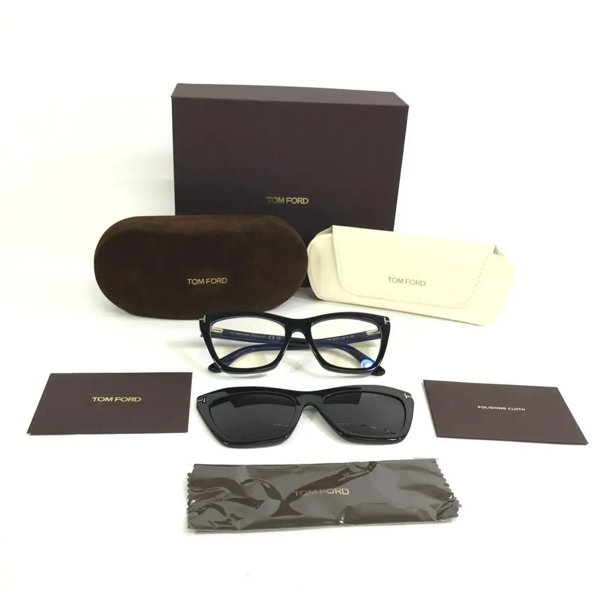 Eyeglasses Frames TF5971-B Eco 001 Shiny Black with Clip-on 54-17-140 by Tom Ford