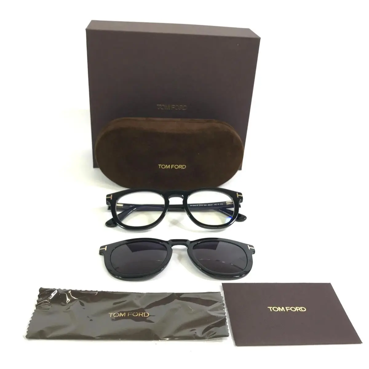 Eyeglasses Frames TF5993-B Eco 001 Shiny Black with Clip On 50-21-145 by Tom Ford