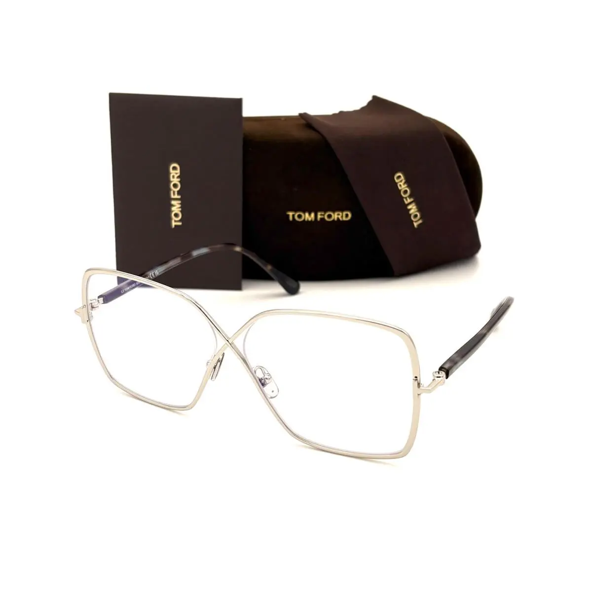 FT5841 016 Palladium Silver / Clear Lens 59mm Eyeglasses TF5841 by Tom Ford