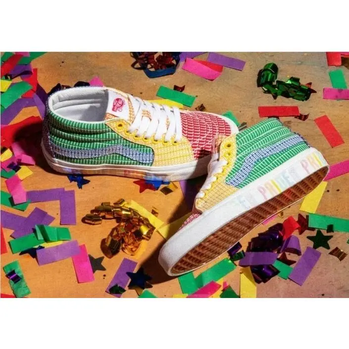 SK8-MID True White/multi Color Skate Shoes Men`s by Vans