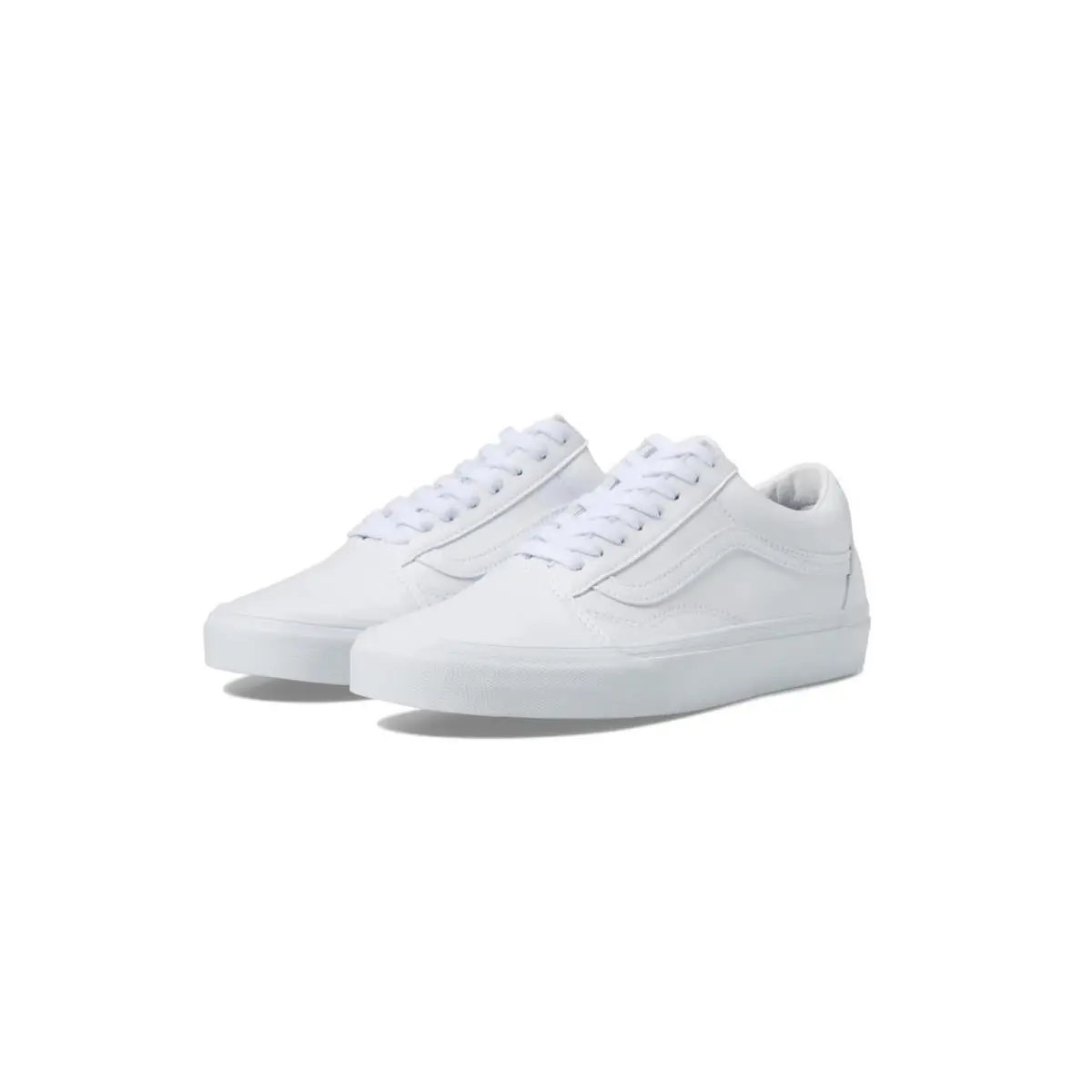 Old Skool Unisex True White Canvas Sneakers Low Suede by Vans