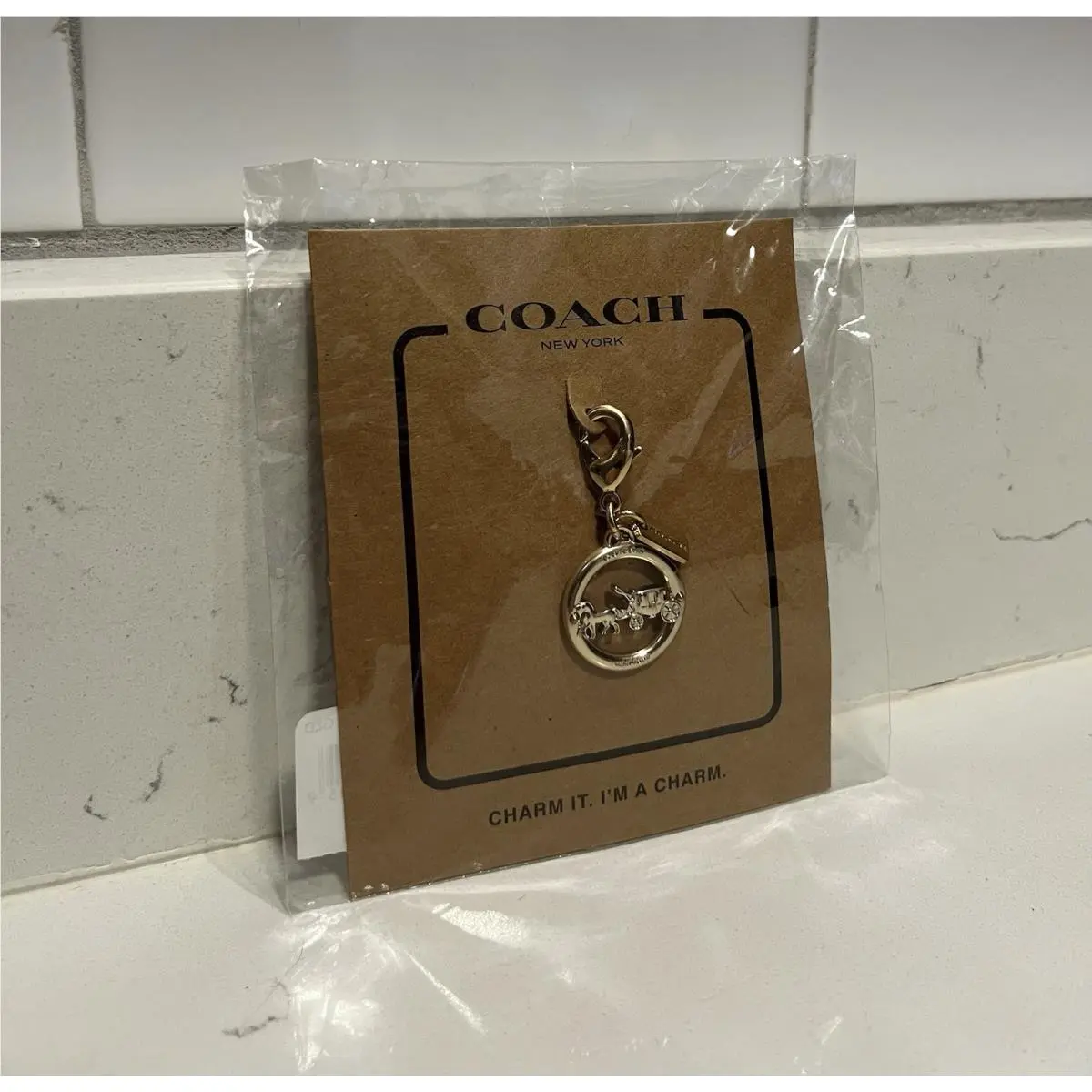Horse Carriage Brass Charm Key Chain Bag Purse by Coach