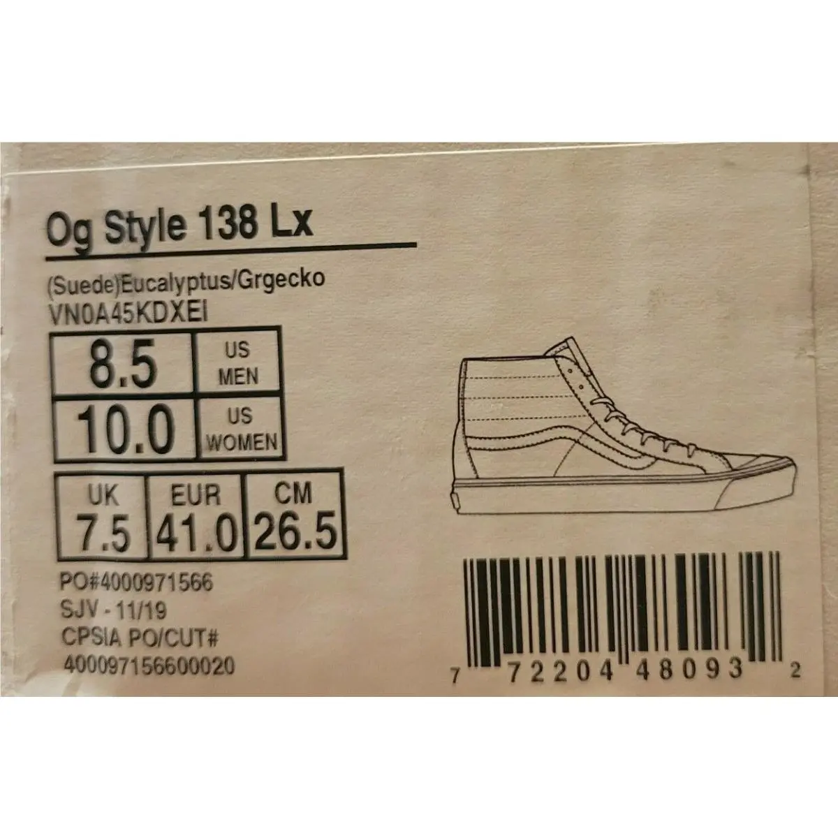 Vans shoes - 138 LX - Eucalyptus (UPC: 772204480932) 6