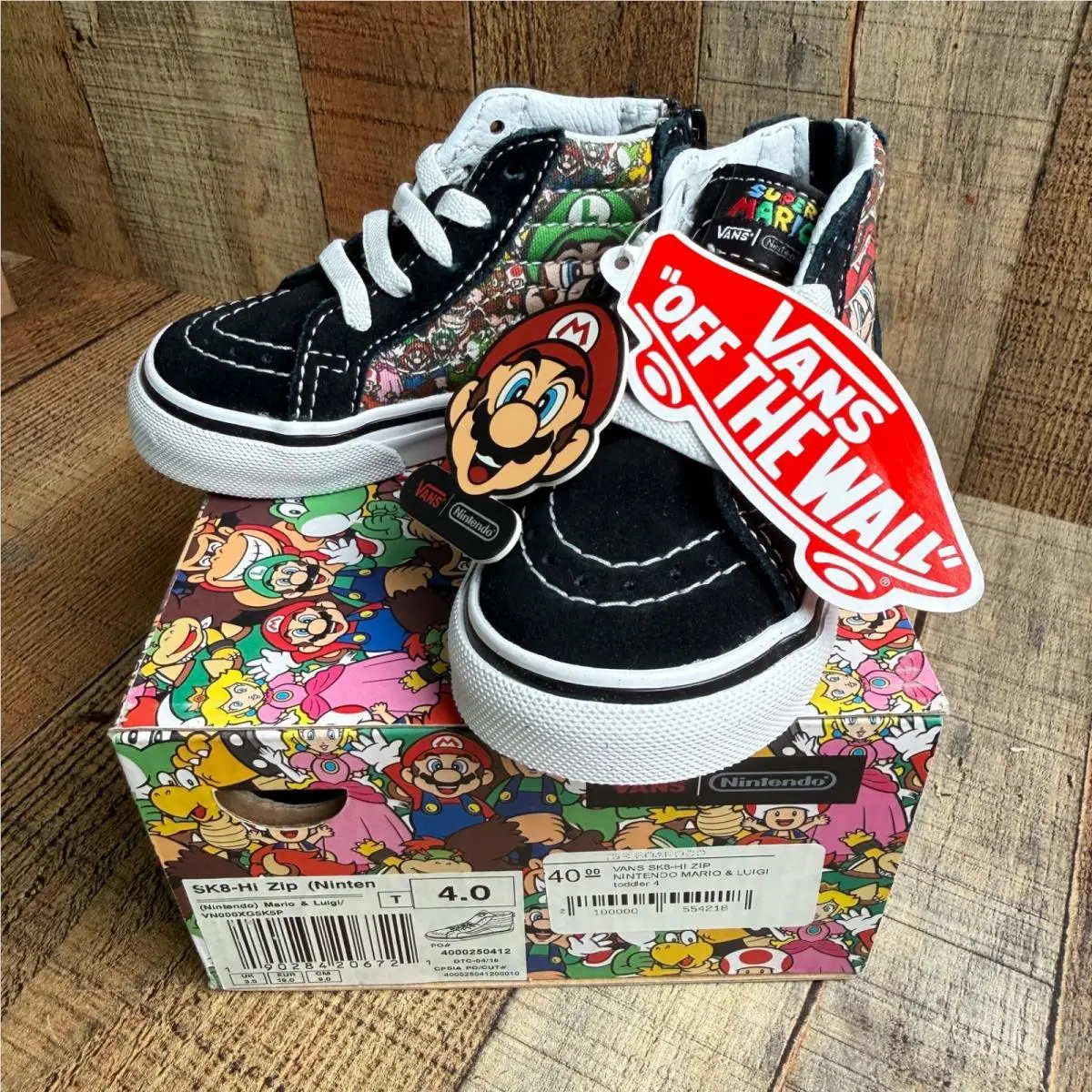 Limited Edition  Nintendo Mario and Luigi SK8-HI Zip Kids Toddler Size 4 by Vans