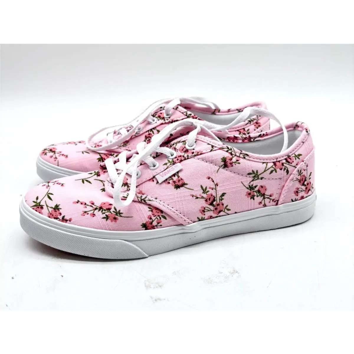 Womens Pink Floral Canvas Upper Atwood Sneakers Size 6 by Vans