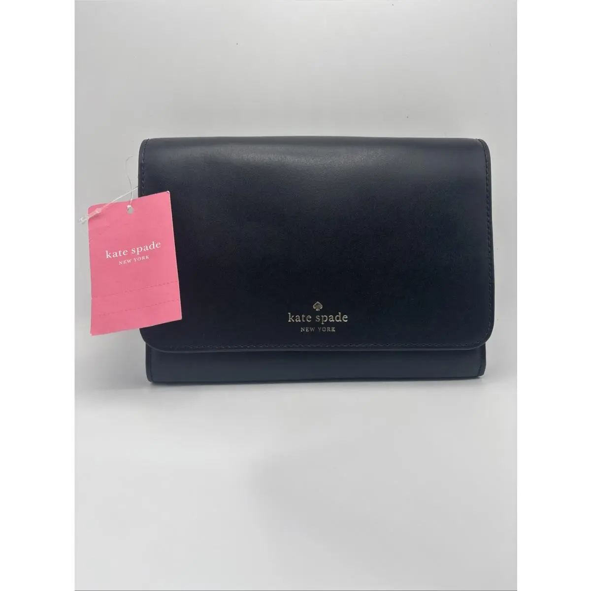 New  Smooth Black Leather Kerri Removable Strap Crossbody Clutch Bag by Kate Spade