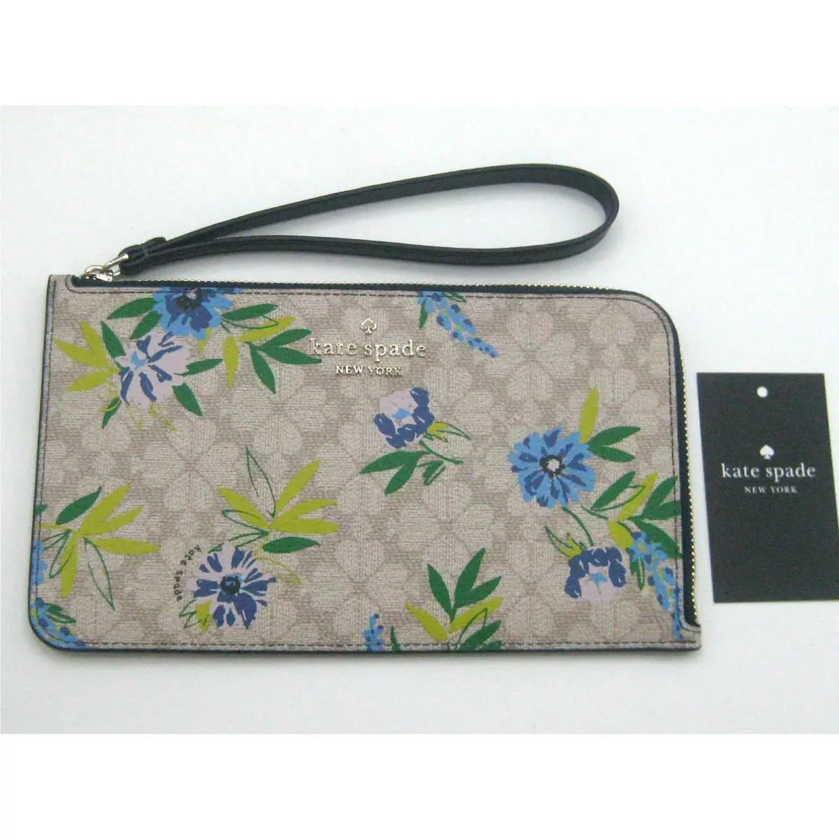 Lucy Spade Flower Festival Floral Med L-zip Wristlet Blazer Blue by Kate Spade