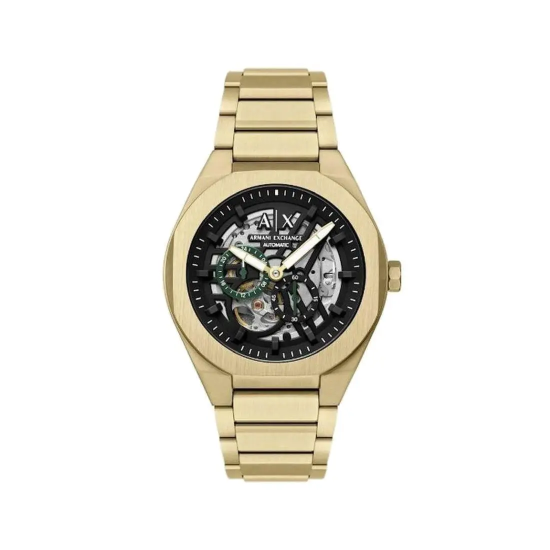 Armani Exchange Sync Men`s Chrono Black Skeleton Dial Automatic Watch AX4194