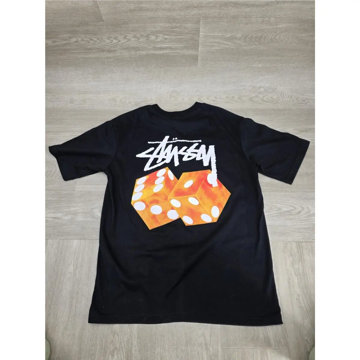 Dice Logo T-shirt Black Men`s Size 40 Graphic Streetwear Tee by Stussy