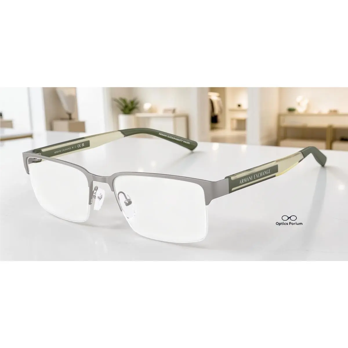 Armani Exchange AX1075 6003 Matte Gunmetal Demo Lens 55 mm Men`s Eyeglasses