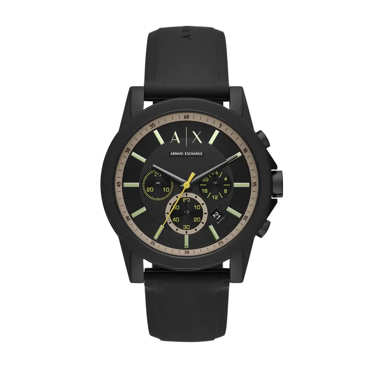 A X Chronograph Black Silicone Watch For Black/beige by Armani Exchange