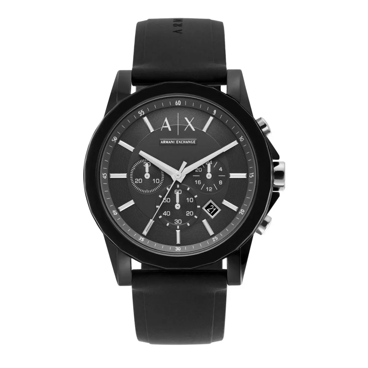 A X  Chronograph Black Silicone Watch For Black/black by Armani Exchange