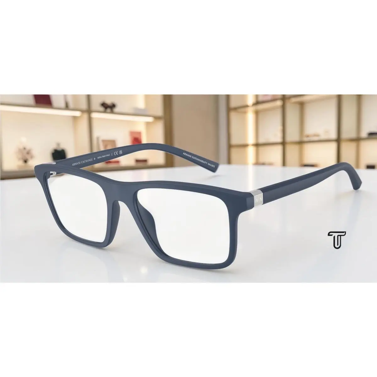 Armani Exchange AX3136U 8399 Matte Blue Demo Lens 55 mm Men`s Eyeglasses