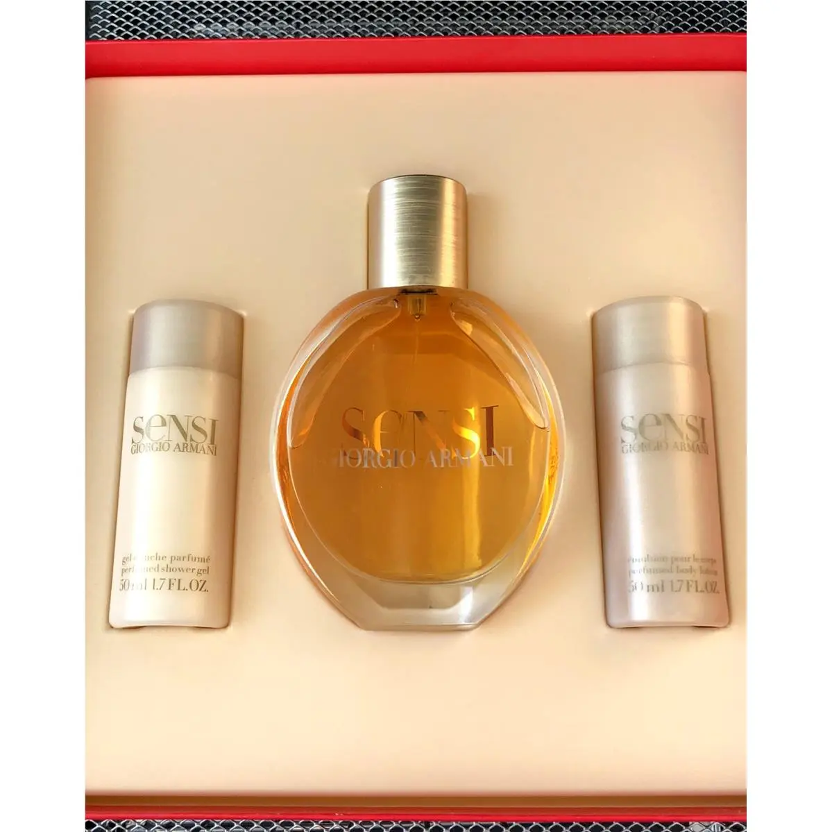 Sensi Giorgio Armani Perfume Edp 2.5 FL oz + Lotion + Gel Rare 3 PC Box Set