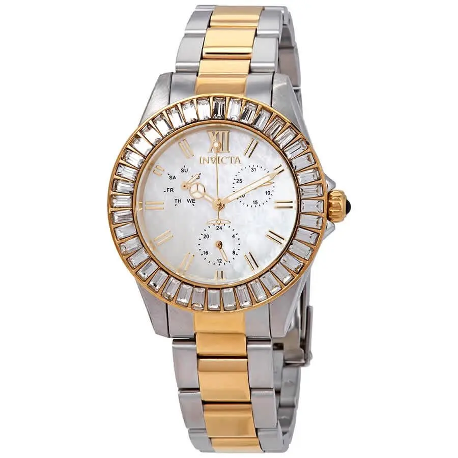 Invicta Angel Crystal Mop Dial Ladies Watch 28451 - Dial: Mother of Pearl, Band: Two-tone (Silver-tone and Gold-tone), Bezel: Silver-tone