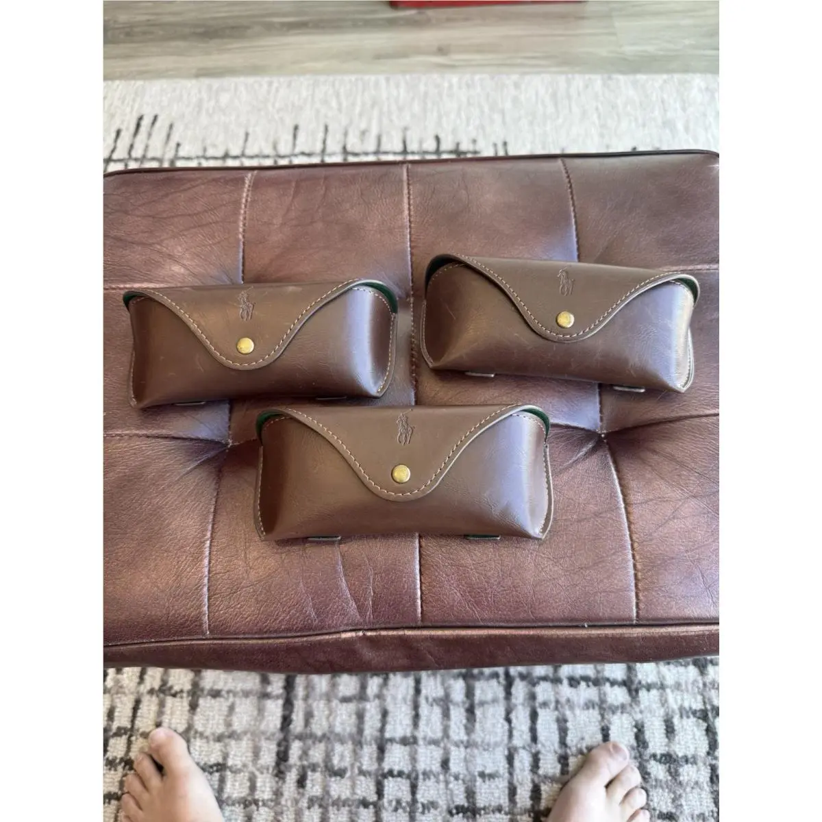 Brown Button Eyeglasses Sunglasses Case Lot Of 3 by Ralph Lauren