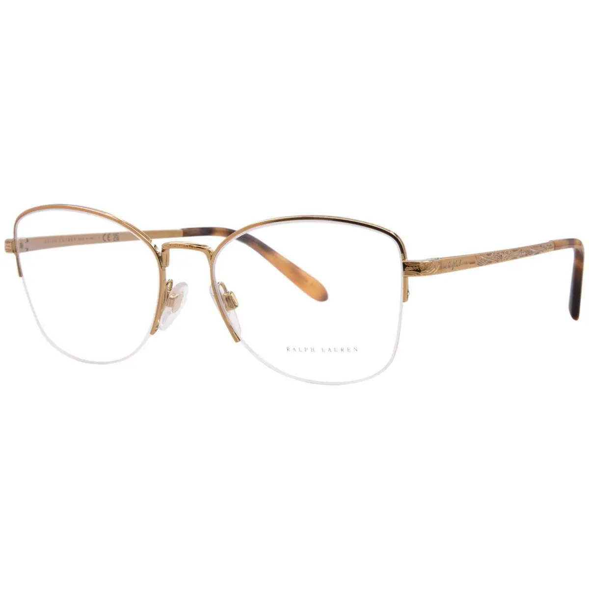 Ralph Lauren RL5135 9153 Eyeglasses Women`s Shiny Antique Gold Semi Rim 54mm