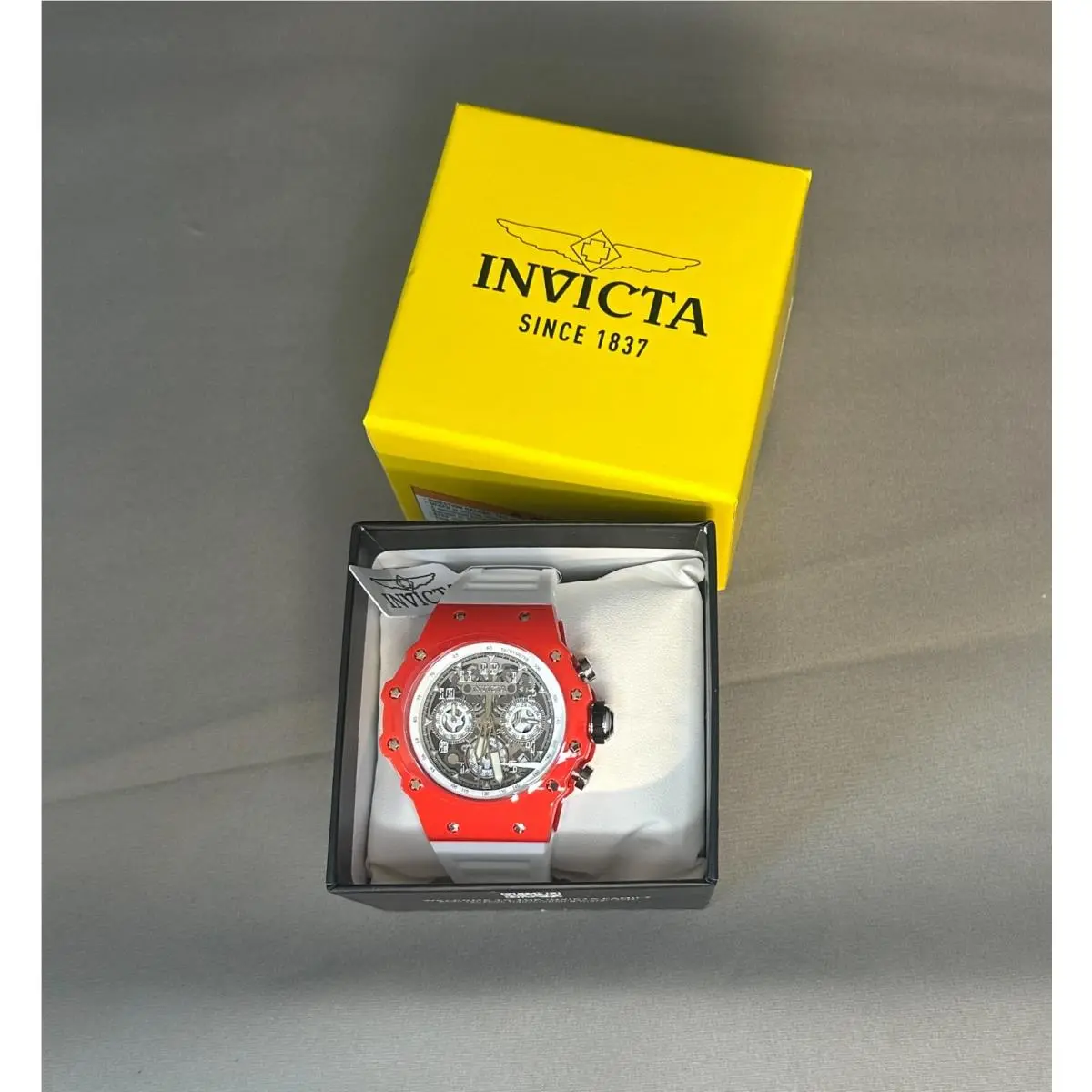 Racing Vaulthan 69647 Men’s 44mm Red White Skeleton Chronograph Watch by Invicta