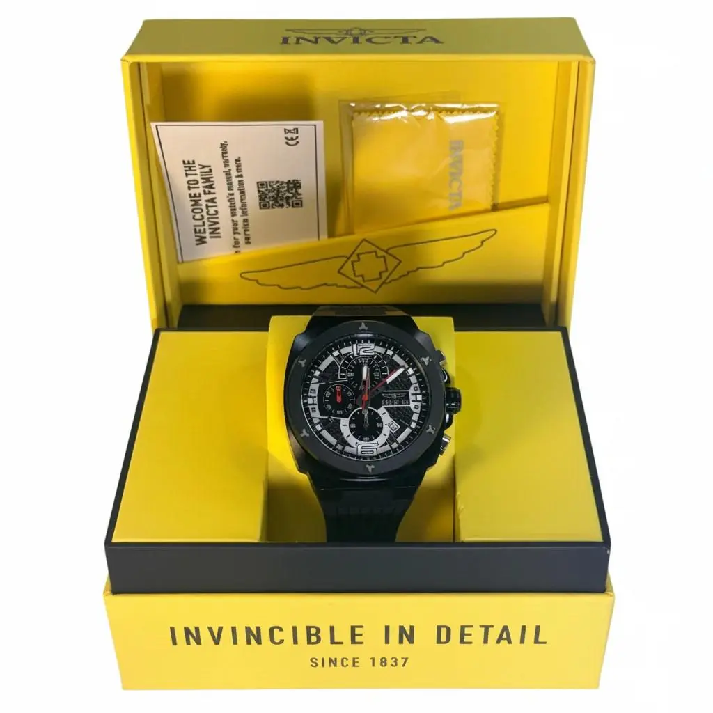 48164  Racing Turbo Black Dial Silicone Strap 47mm Chronograph Watch by Invicta