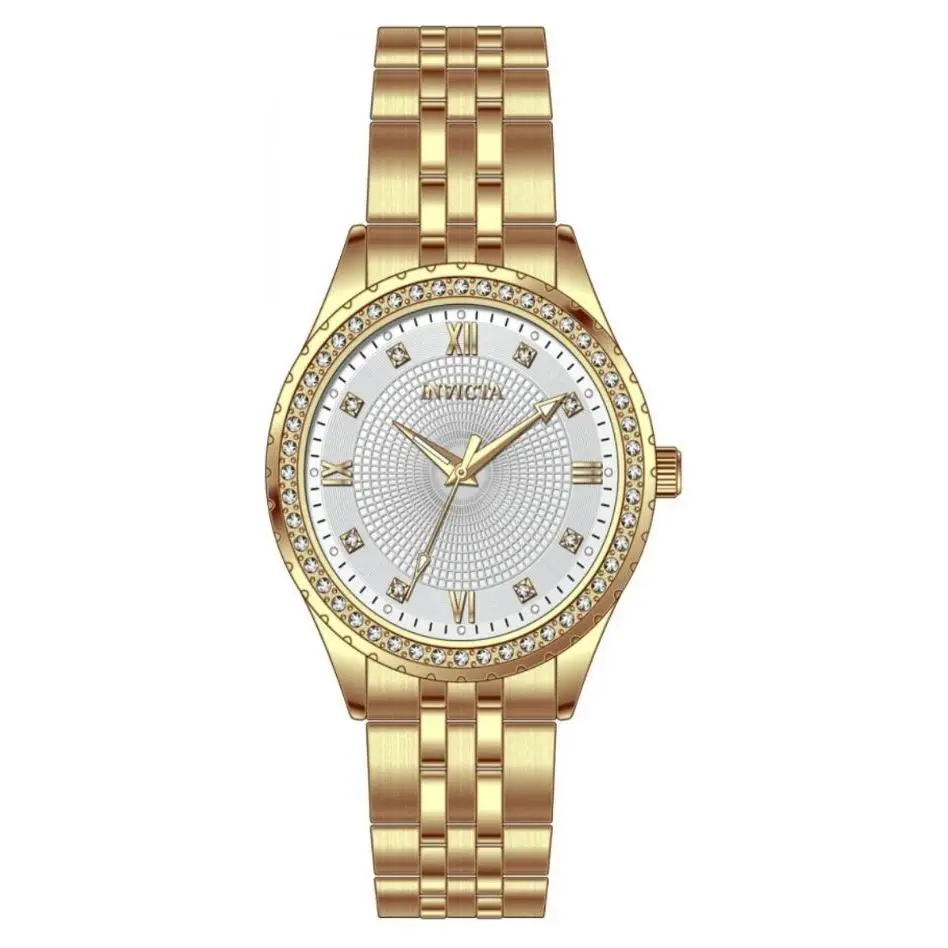 Wildflower Women`s Watch 33mm Gold 69220 Textured White Dial Jewels by Invicta