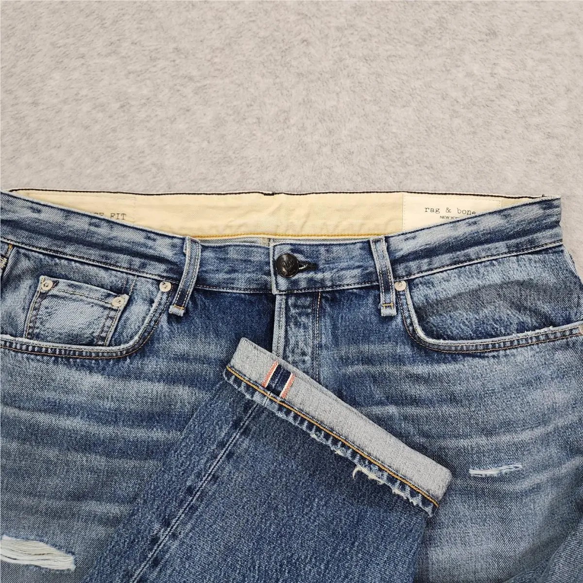 Rag Bone Jeans Men 36 Blue Denim RB 21 Vintage Fit Button Fly Selvedge Vidalia