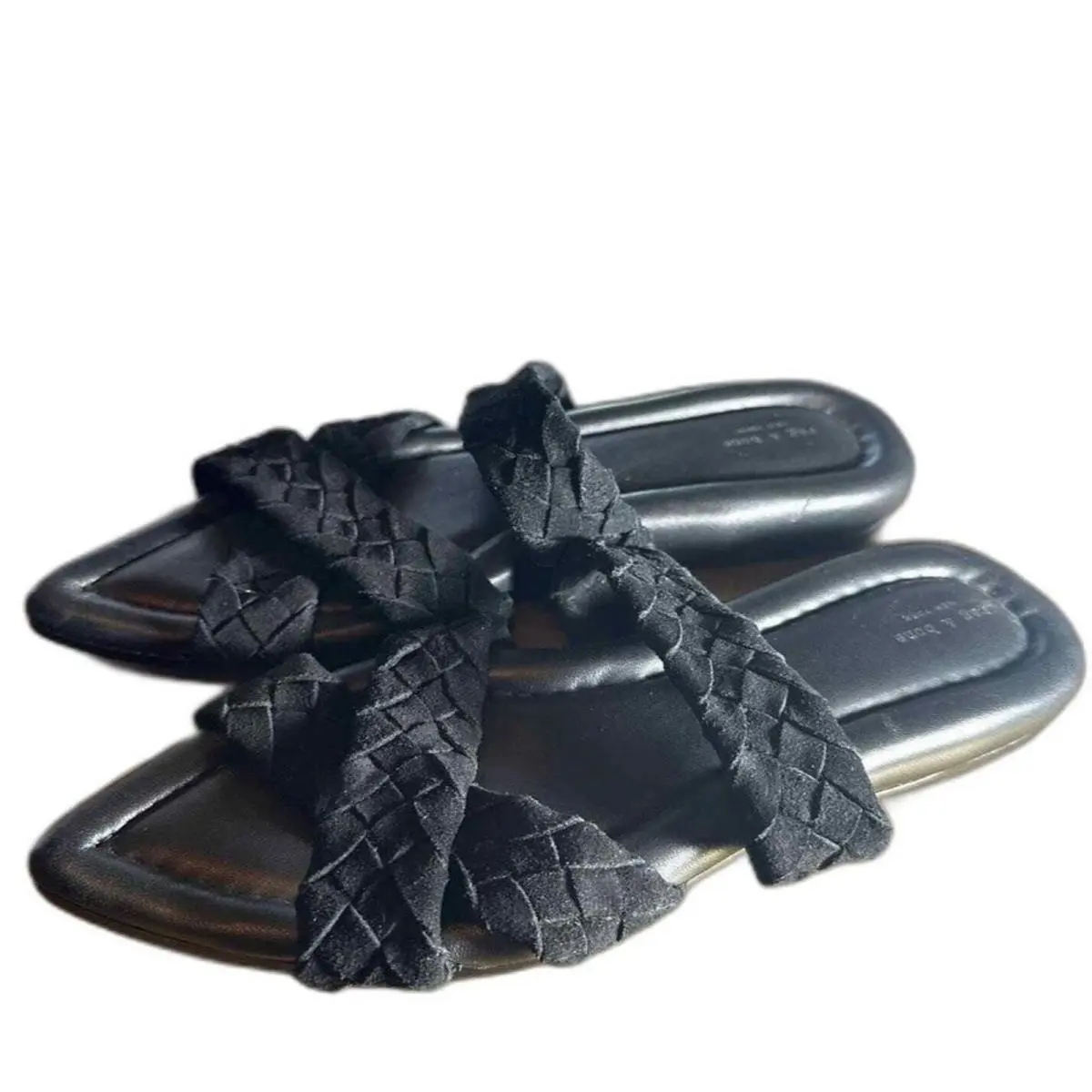 Rag Bone Slide Sandals 38 8 Flat Pointed Toe Minimalist Casual Black Lewis