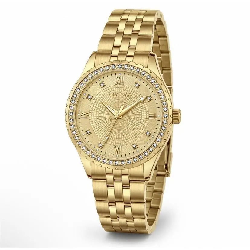 Wildflower Women`s Watch 33mm Gold 69218 Textured Yellow Dial Jewel by Invicta