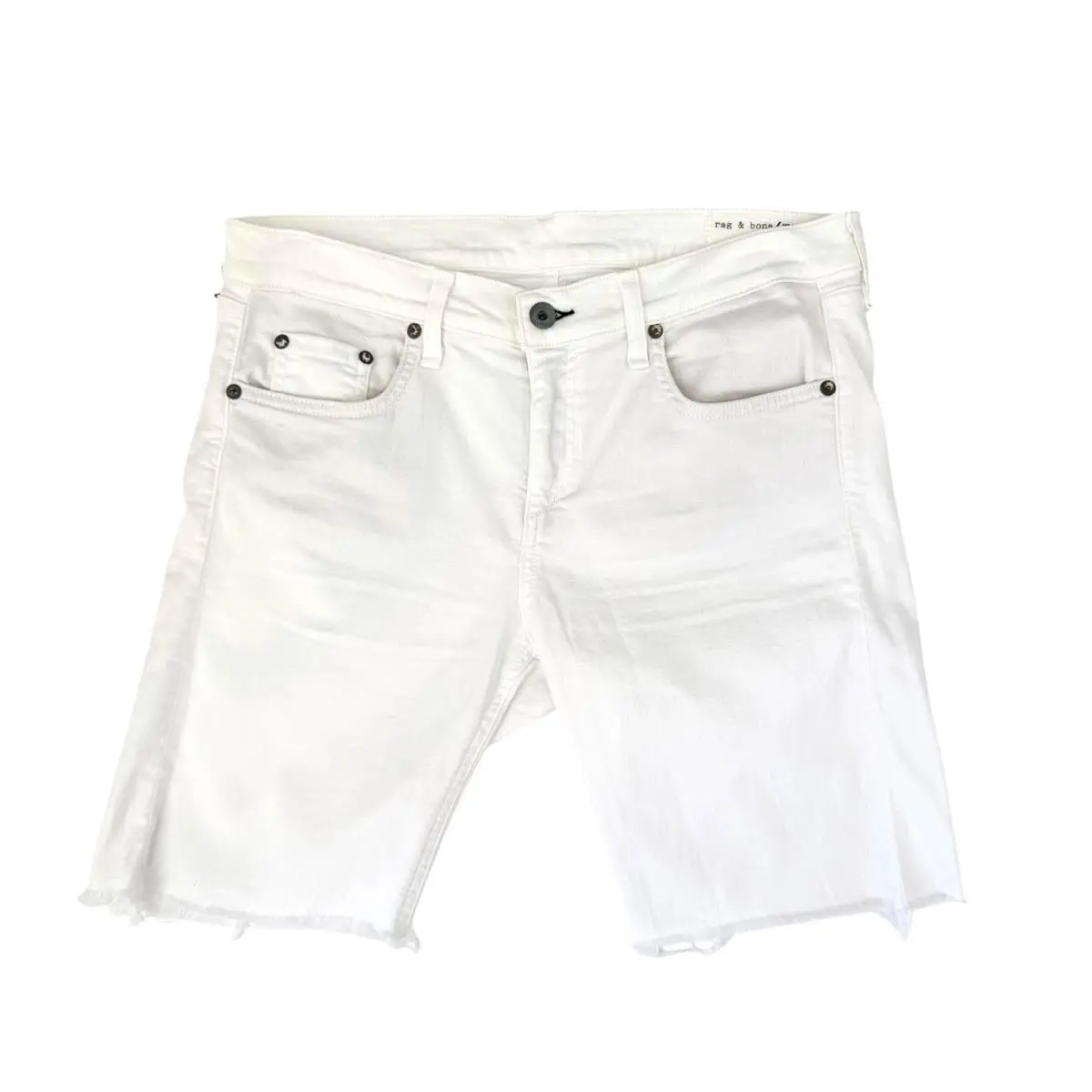 Rag Bone 28 Walking Shorts Bright White Stretch Denim Cut Off Bermuda
