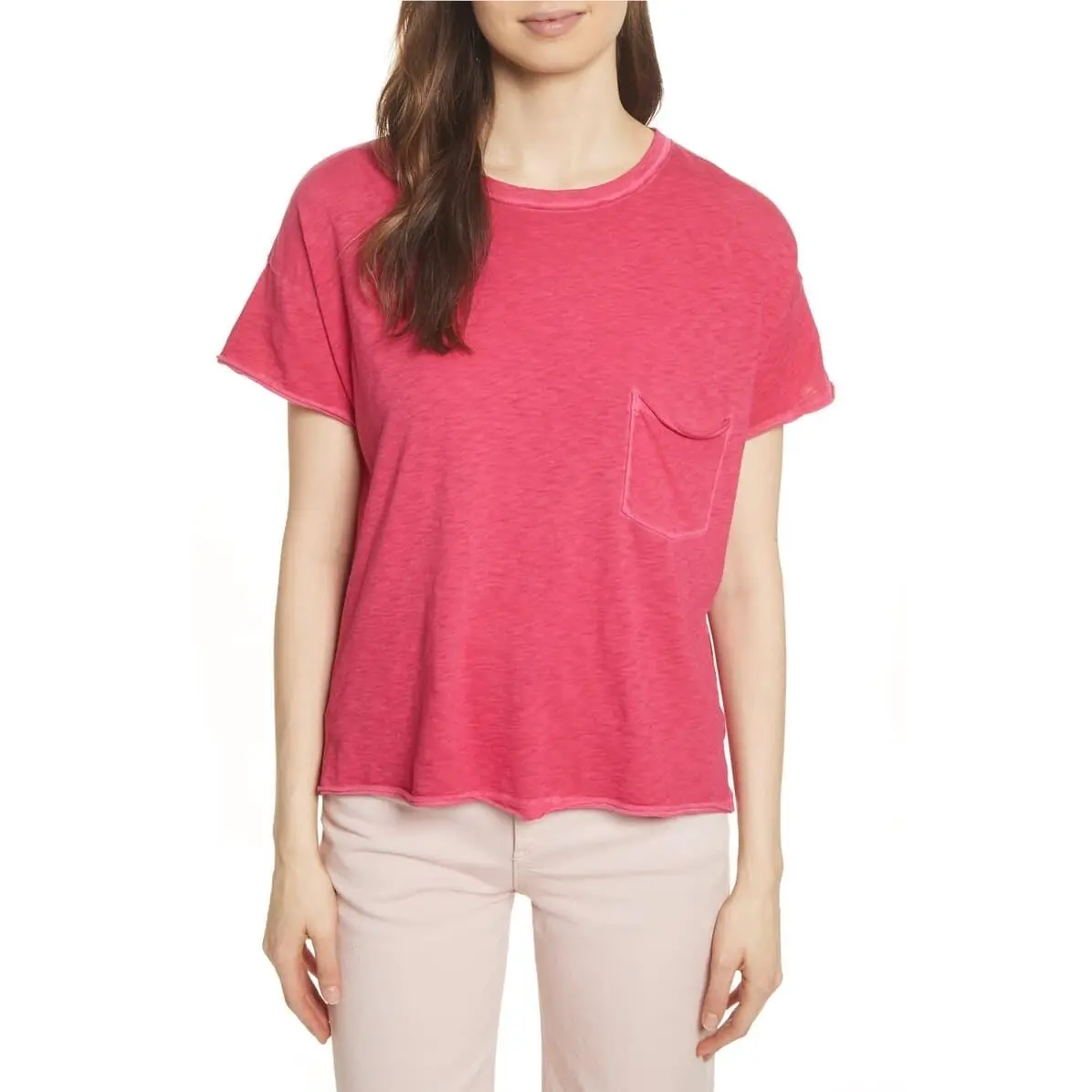 Rag Bone 156788 Women`s Vintage Crew Neck Tee Bright Rose Sz. Medium