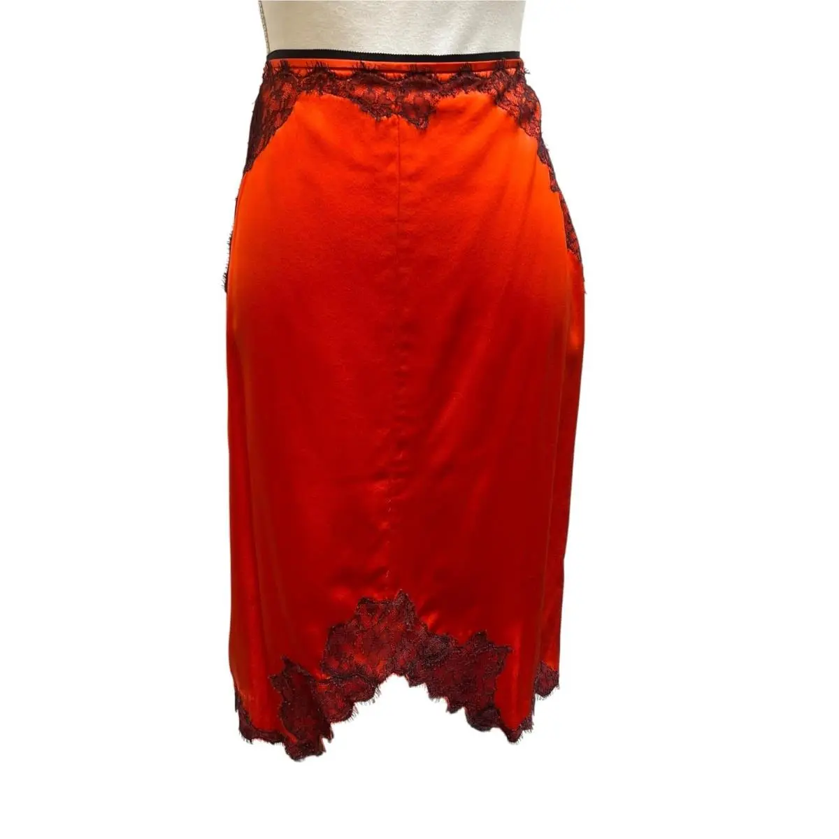 Rag Bone Red Silk Lace Trim Midi Skirt Size 4 Intermix Exclusive by Rag & Bone