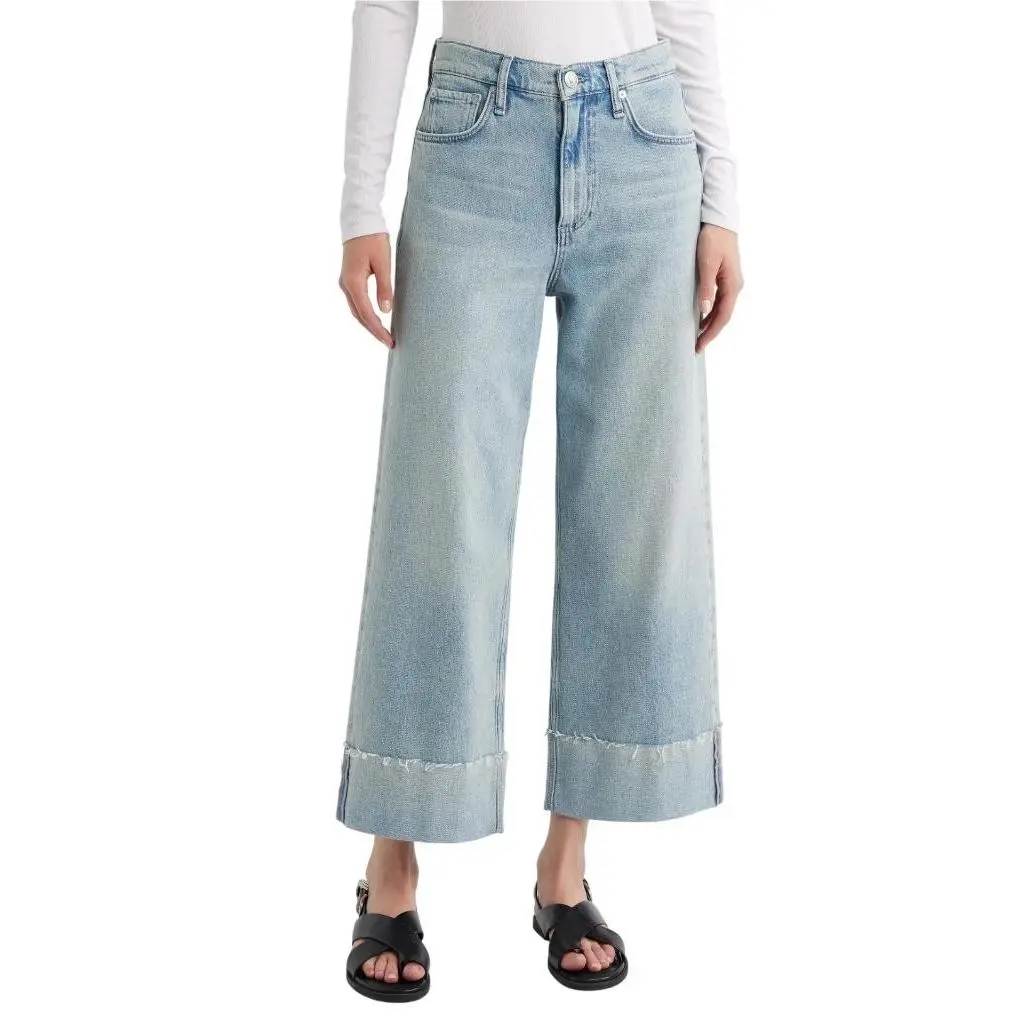 $288-Rag Bone Andi High Waist Raw Cuffed Ankle Wide Leg Jeans in Bloomfield 32