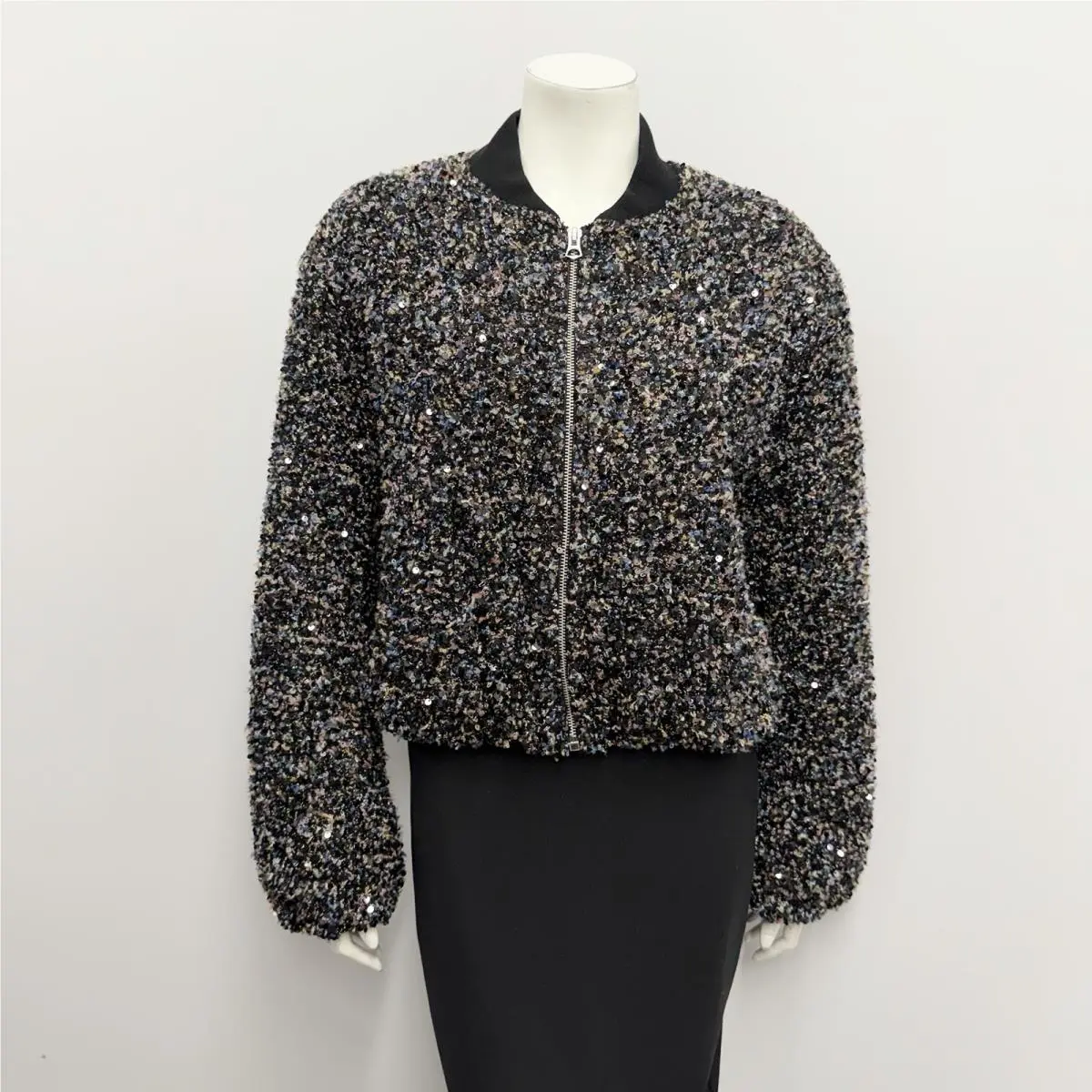 Rag Bone Jacket Samira Bomber Multi Color Black Sequin Size M