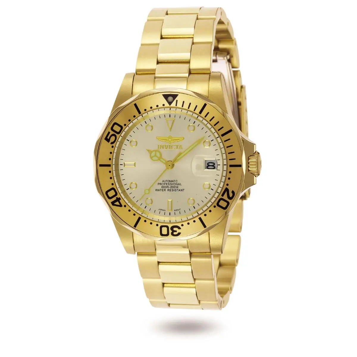 Invicta Men`s Watch Pro Diver Automatic Dive Steel Bracelet Champagne Dial 9618