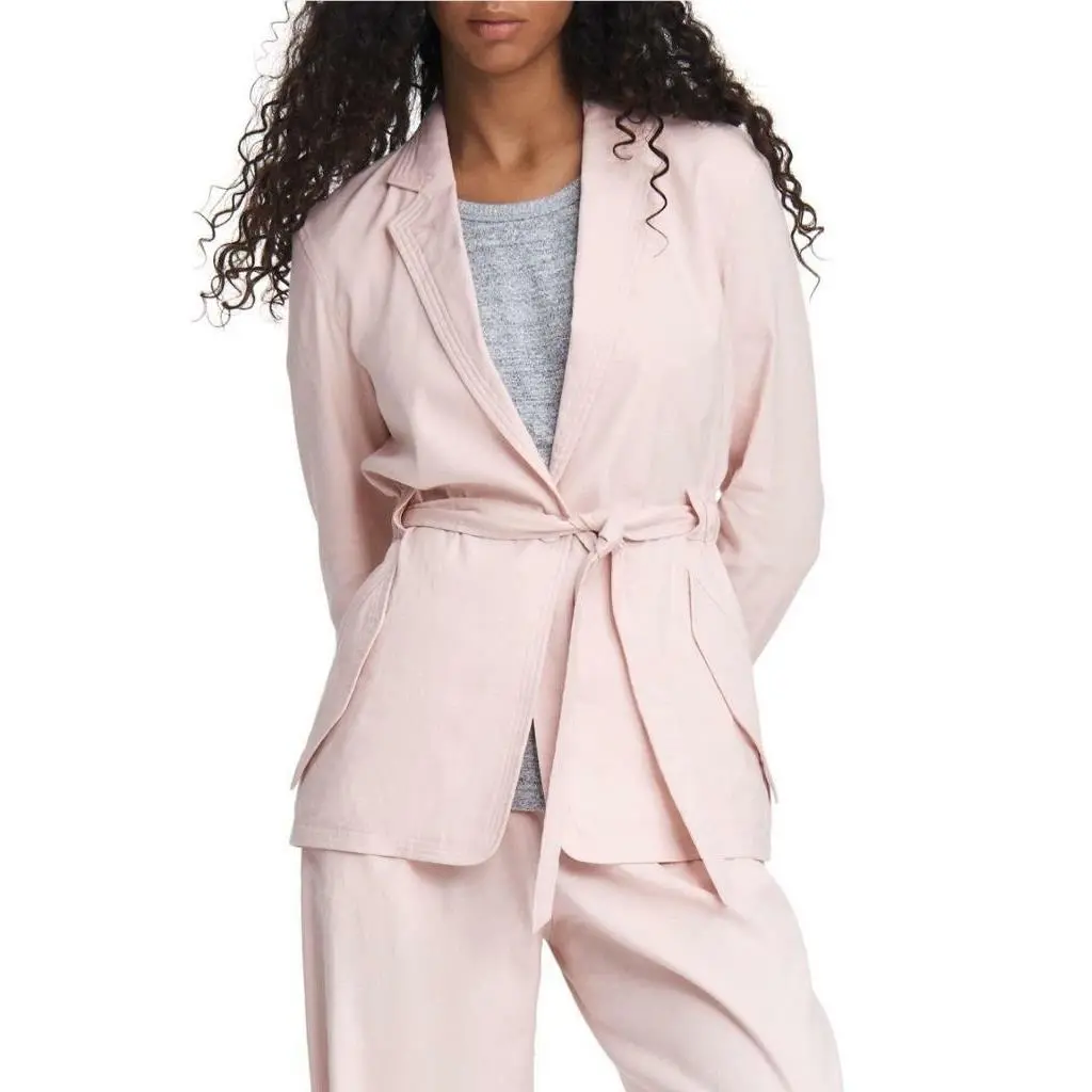 Rag Bone Cameron Linen Blend Belted Mulberry Pink Blazer Size 6