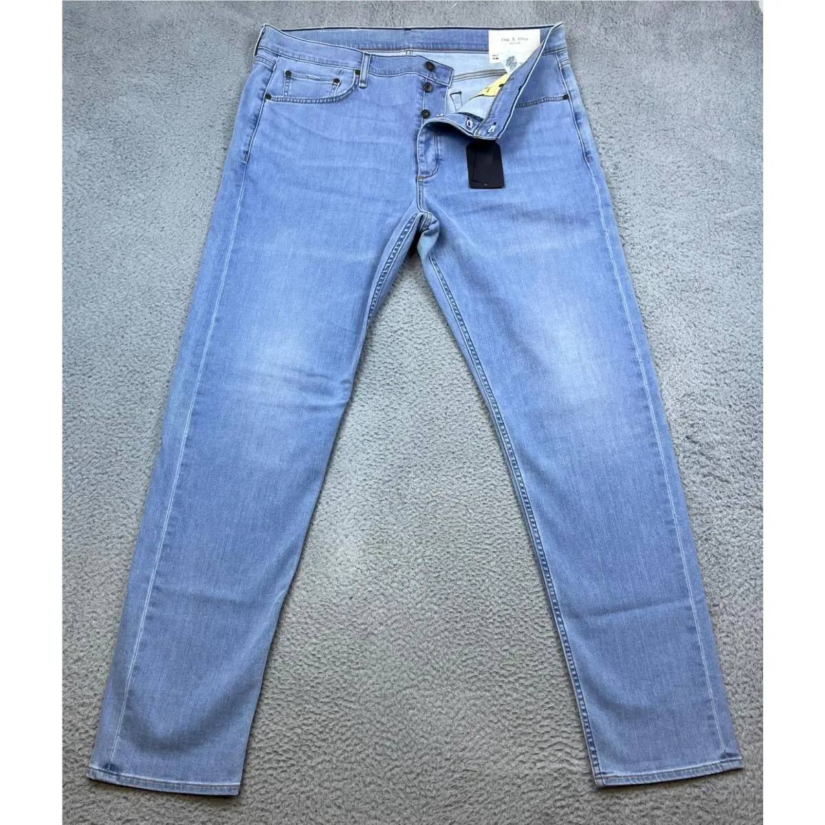 Rag Bone Jeans Men 38x33 Blue Fit 2 Slim Euclid Button Fly Stretch Denim Pants