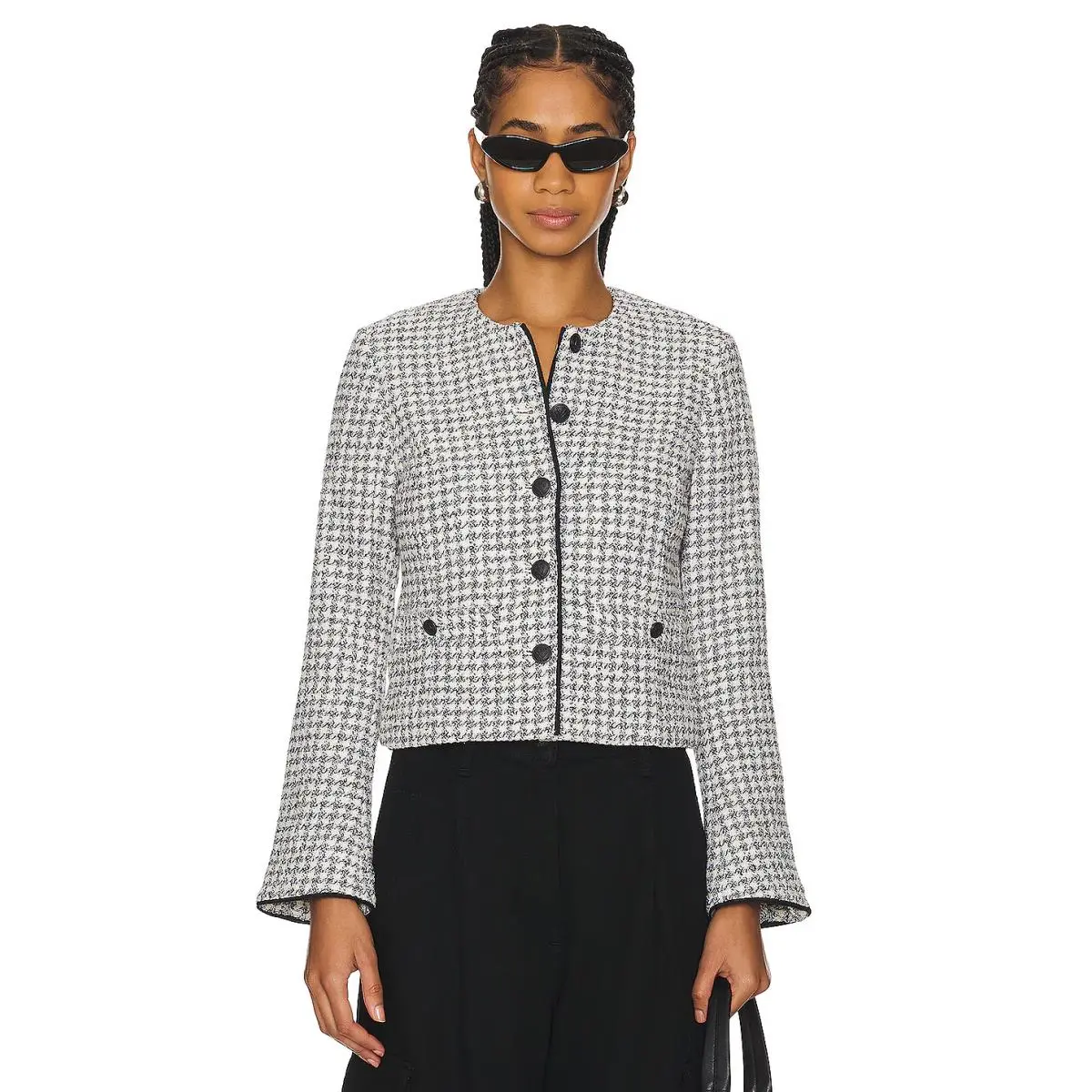 Rag Bone Carmen Jacket in Black White Check Cotton Blend Tweed 4