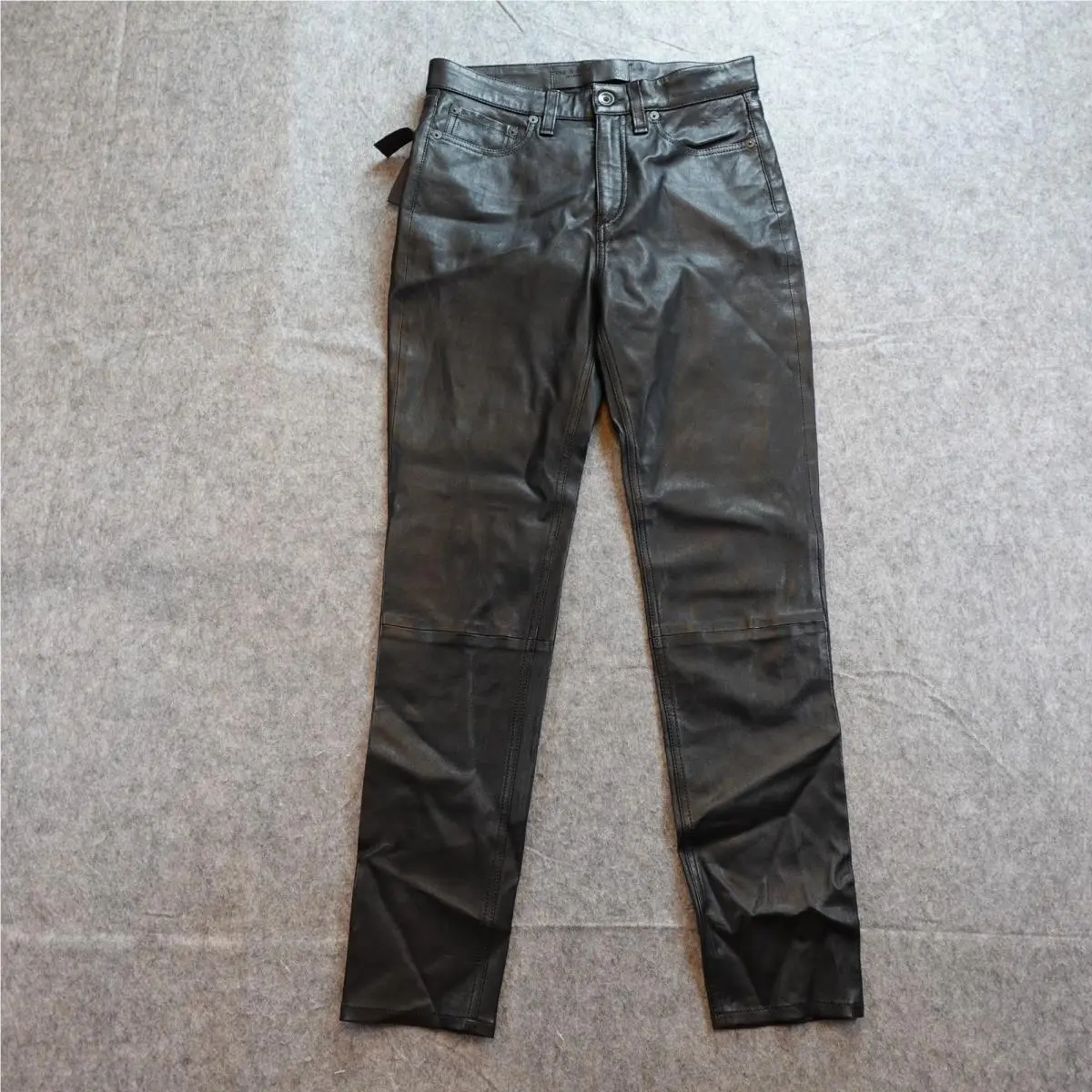 Rag and Bone Pants Womens 26 Black Lamb Leather Nina High Rise Ankle Skinny