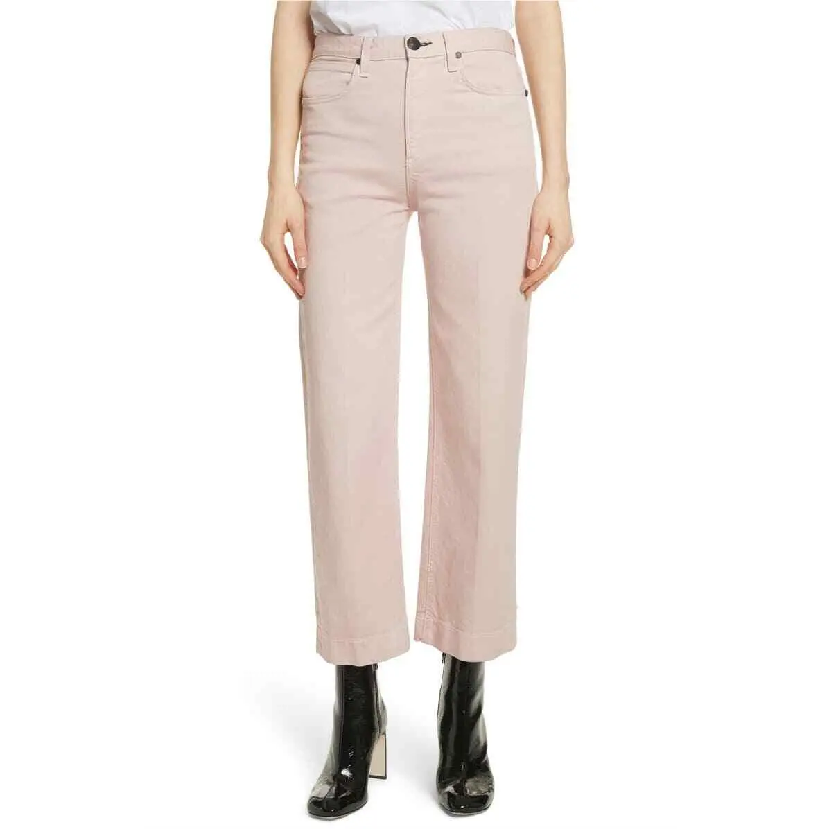 Rag Bone L111306 Woman`s Pink Justine High Waist Wide Leg Trouser Pants Sz 24