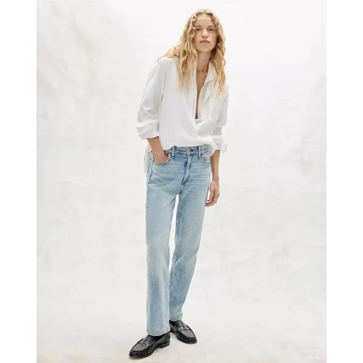 Rag Bone Harlow High Rise Ankle Straight Jeans in Lou 25