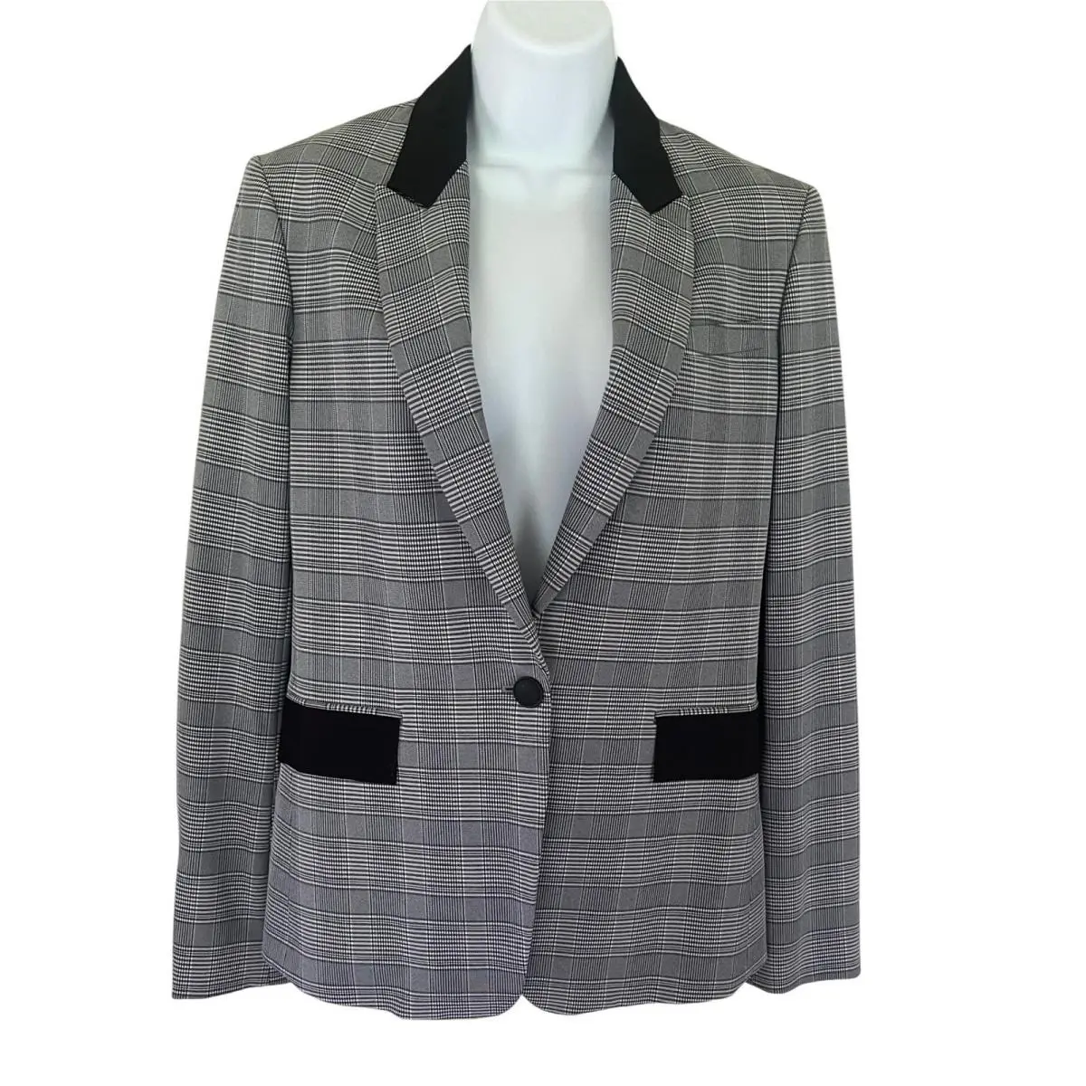 Rag Bone Rylie Plaid Blazer Black Multi Glen Check Wool Jacket Size 4