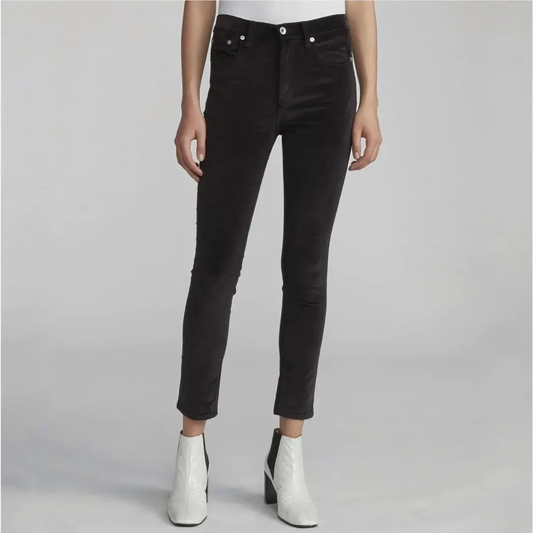 Rag Bone Black Velvet Iconic High Rise Skinny Pants Size 23