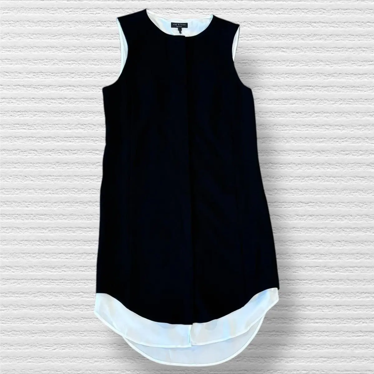 Rag Bone Longtail Shirt Dress Black White Layered Button Front
