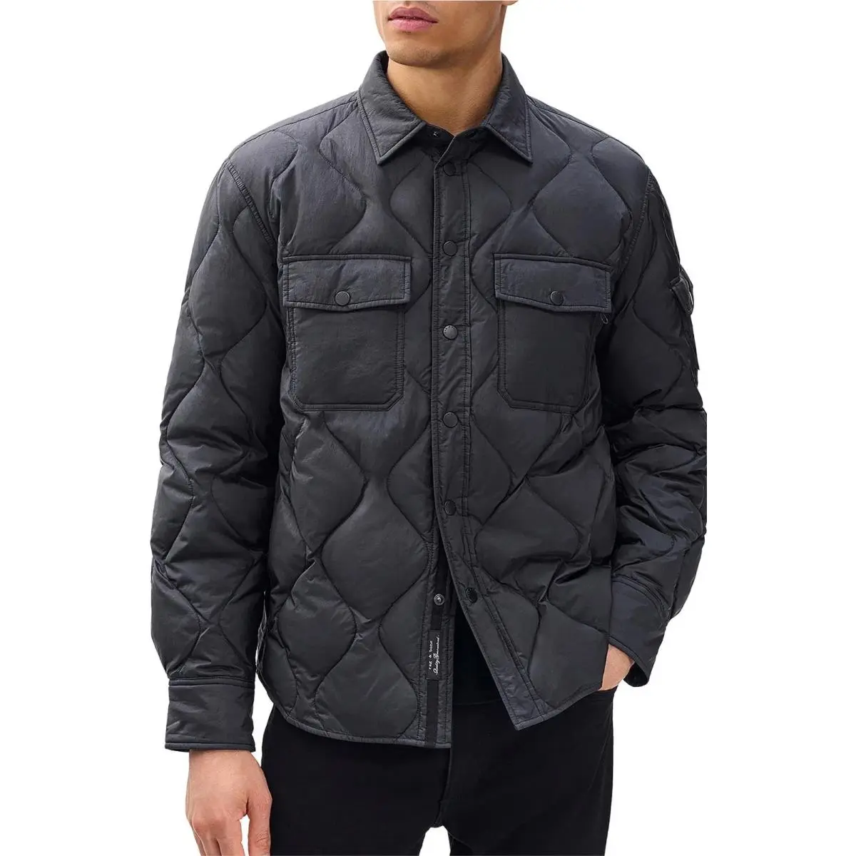 Rag Bone Men`s Dane Padded Shirt Jacket Black Size Medium