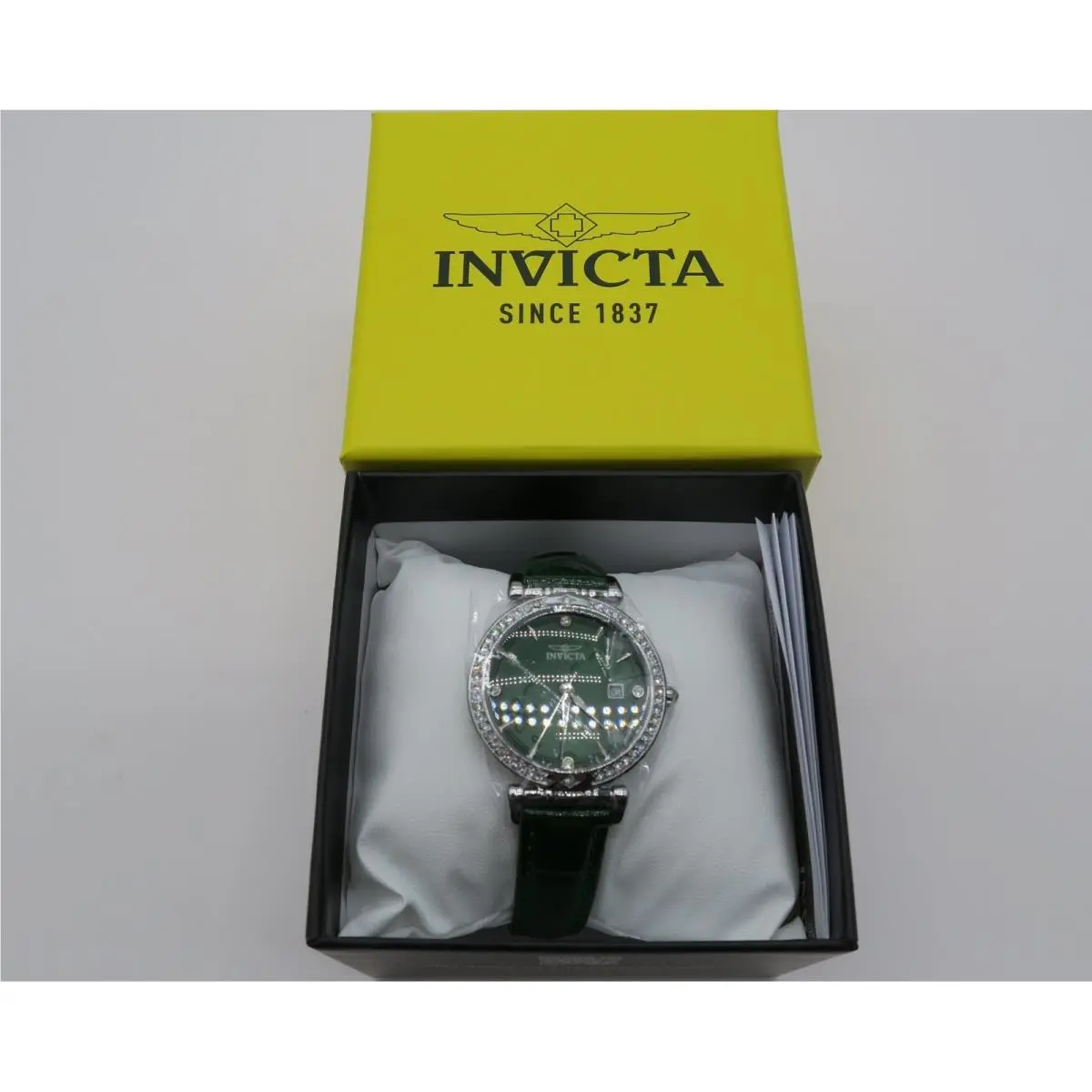 Celestial Lady 33.2mm Silver Tone Case Green Metal Dial Green Band by Invicta