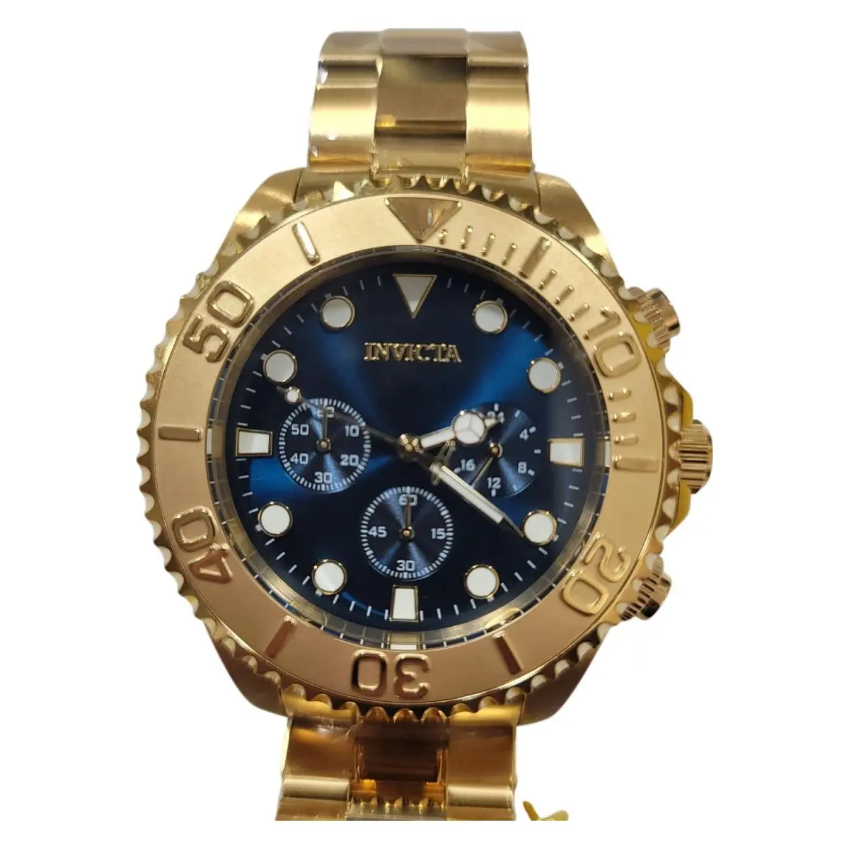 Invicta Men`s Pro Diver Quartz 47mm Gold Blue Dial Water Resistant