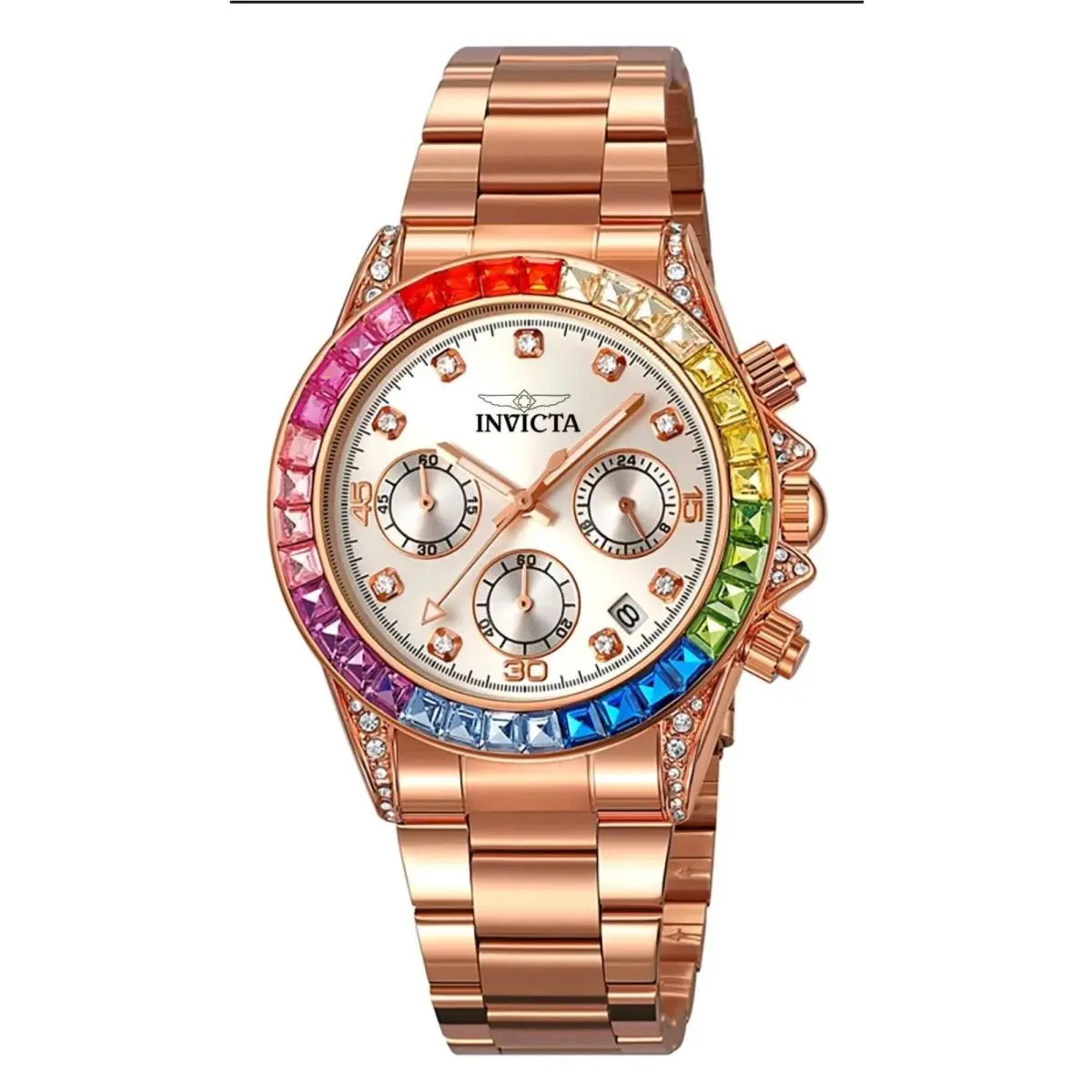 70313-  Angel Lady 42mm Rose Gold Tone Case Rose Gold Metal Dial Rose Gol by Invicta