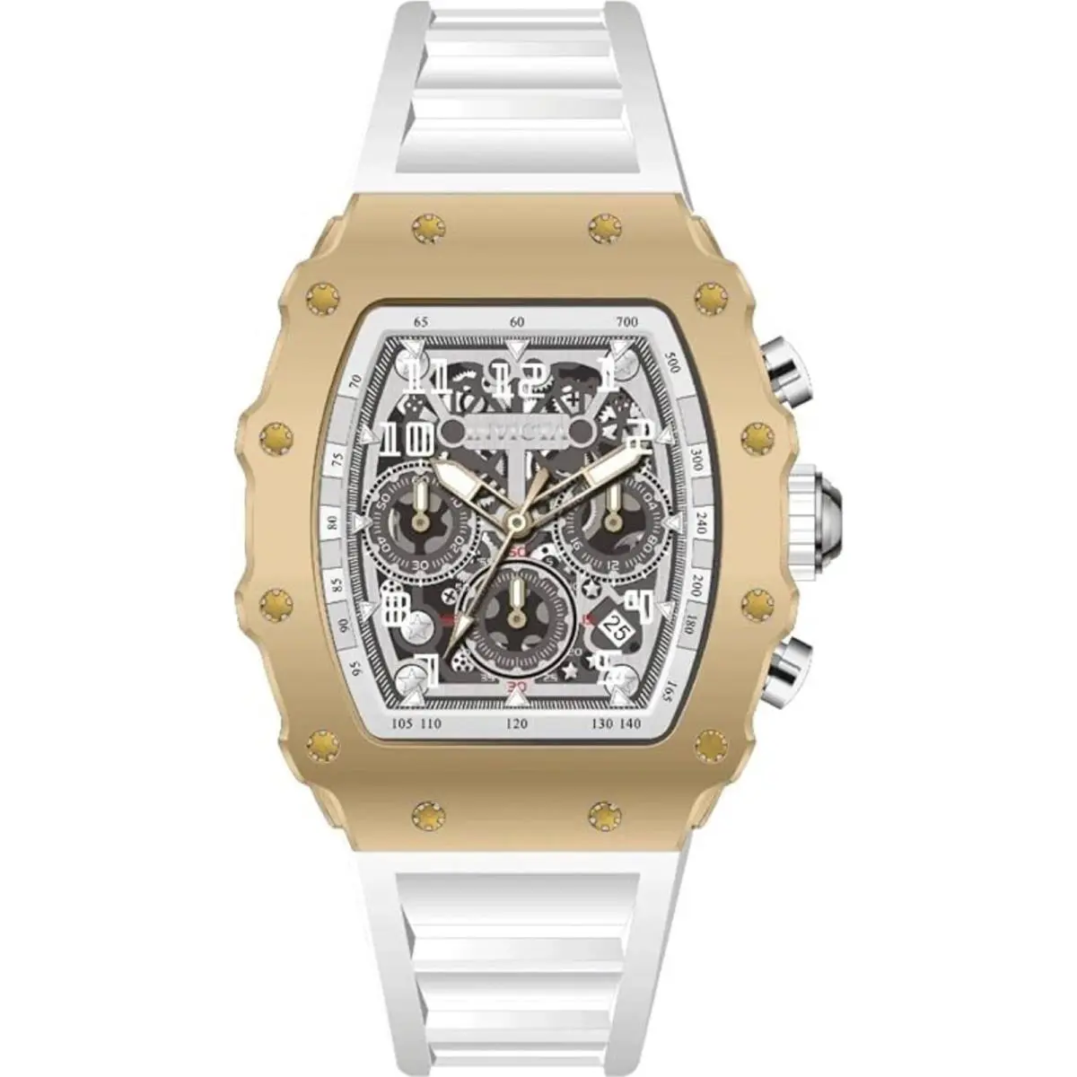 Invicta 69701 Men`s Racing Watch Gold Tone 43mm Silicone Quartz 50M
